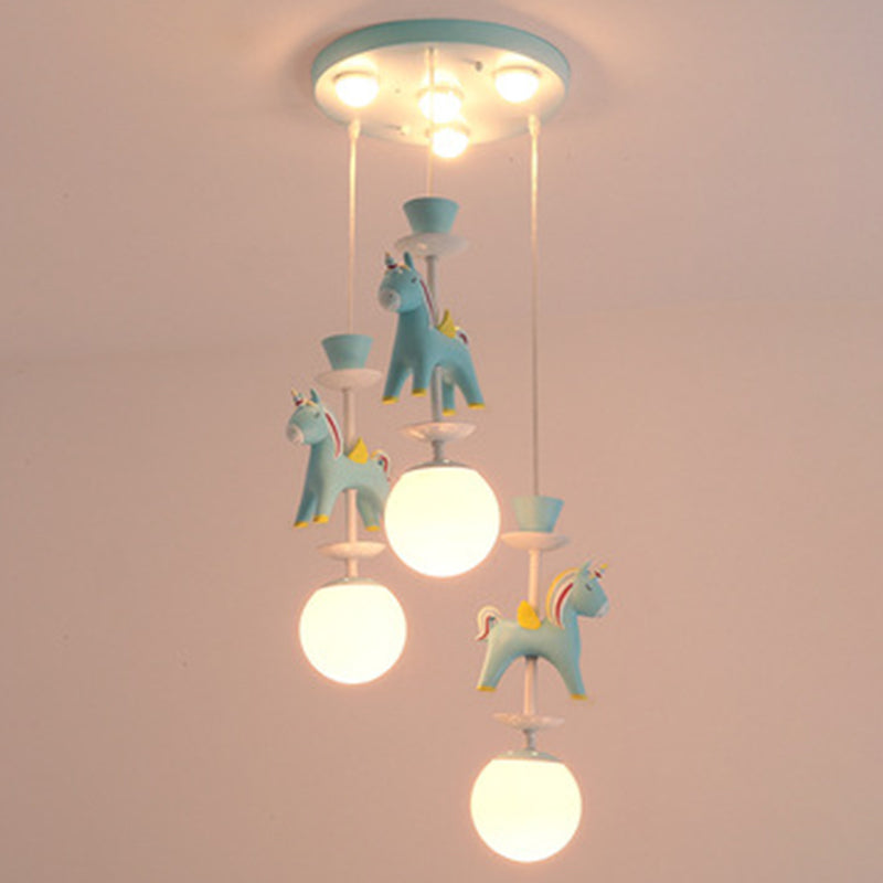 Horses Pendant Lighting Fixture Kids Style Metal Hanging Ceiling Light for Bedroom Clearhalo 'Ceiling Lights' 'Pendant Lights' 'Pendants' Lighting' 2603961