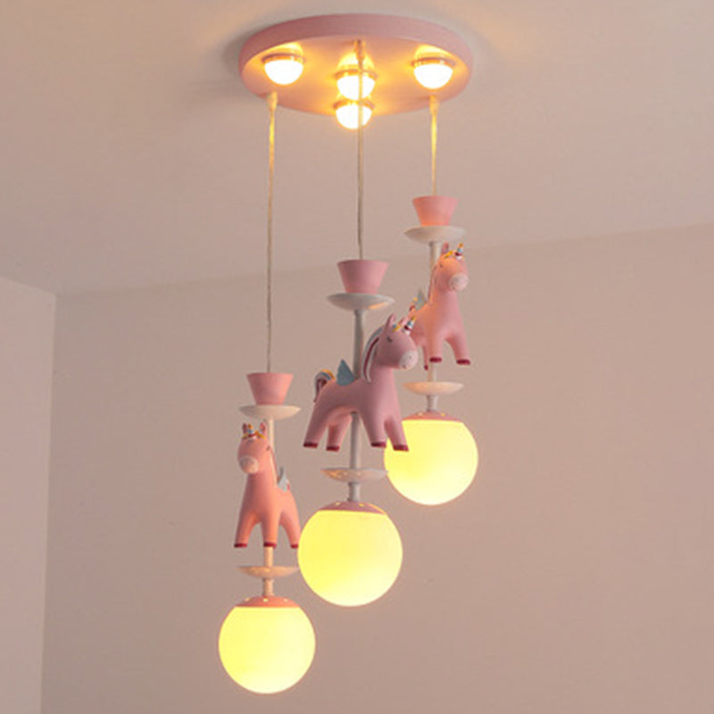 Horses Pendant Lighting Fixture Kids Style Metal Hanging Ceiling Light for Bedroom Clearhalo 'Ceiling Lights' 'Pendant Lights' 'Pendants' Lighting' 2603962