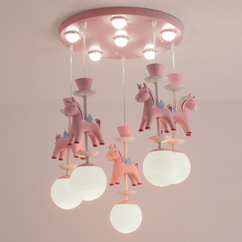 Horses Pendant Lighting Fixture Kids Style Metal Hanging Ceiling Light for Bedroom Clearhalo 'Ceiling Lights' 'Pendant Lights' 'Pendants' Lighting' 2603963