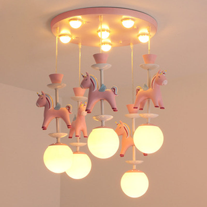 Horses Pendant Lighting Fixture Kids Style Metal Hanging Ceiling Light for Bedroom Clearhalo 'Ceiling Lights' 'Pendant Lights' 'Pendants' Lighting' 2603964