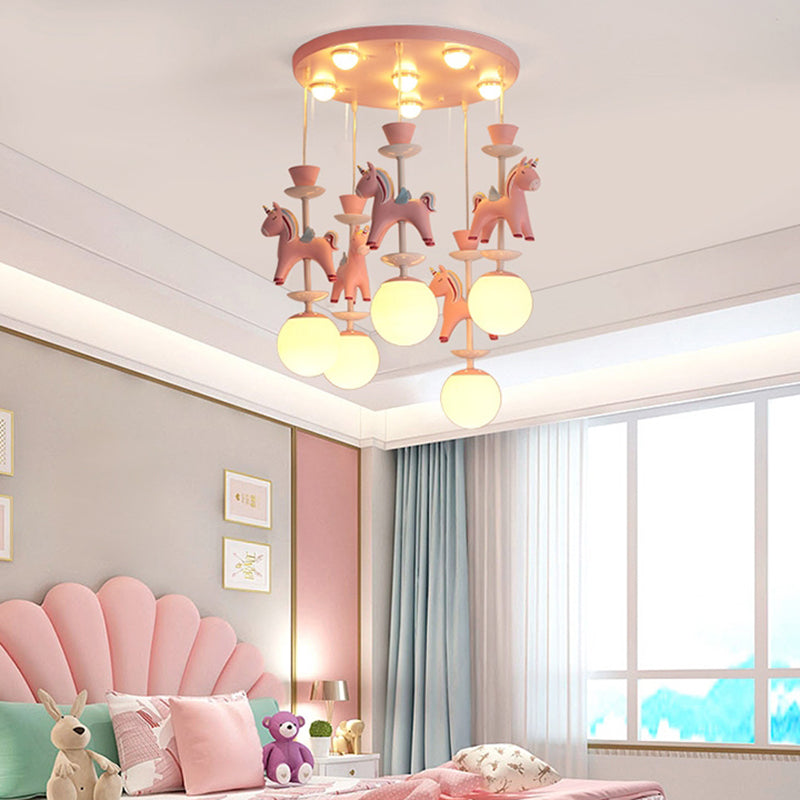 Horses Pendant Lighting Fixture Kids Style Metal Hanging Ceiling Light for Bedroom Clearhalo 'Ceiling Lights' 'Pendant Lights' 'Pendants' Lighting' 2603966