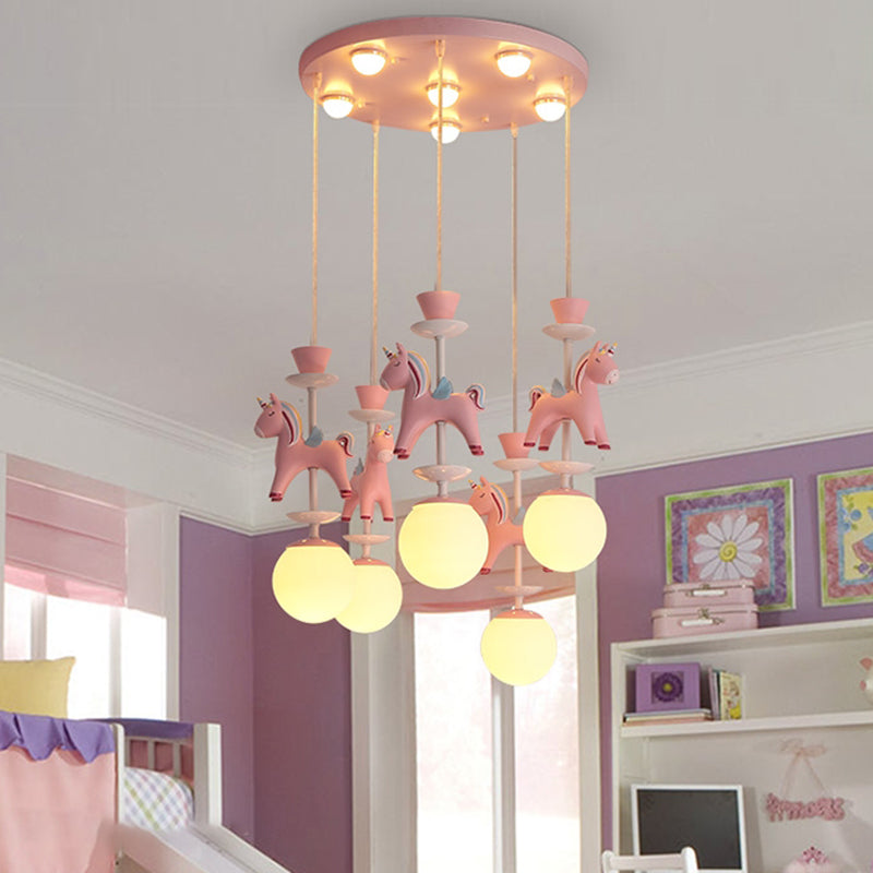 Horses Pendant Lighting Fixture Kids Style Metal Hanging Ceiling Light for Bedroom Clearhalo 'Ceiling Lights' 'Pendant Lights' 'Pendants' Lighting' 2603967