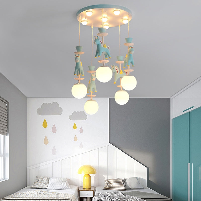 Horses Pendant Lighting Fixture Kids Style Metal Hanging Ceiling Light for Bedroom Clearhalo 'Ceiling Lights' 'Pendant Lights' 'Pendants' Lighting' 2603968