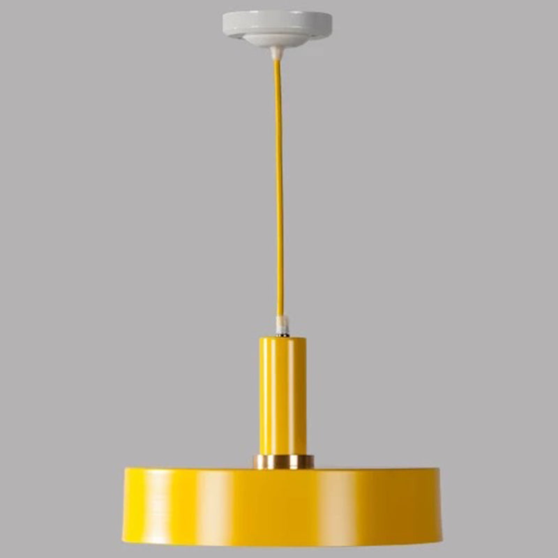 Metal Plate Down Lighting Pendant Modern Style Pendant Lighting Fixture for Bedroom Yellow Clearhalo 'Ceiling Lights' 'Pendant Lights' 'Pendants' Lighting' 2604064