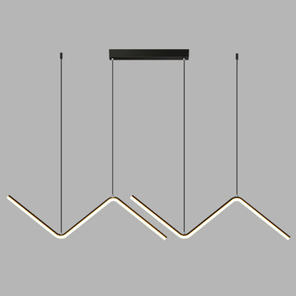 Zigzag Pendant Lighting Fixture Contemporary Style LED Metal Suspended Lighting Fixture Black Clearhalo 'Ceiling Lights' 'Island Lights' 'Lighting' 2604084