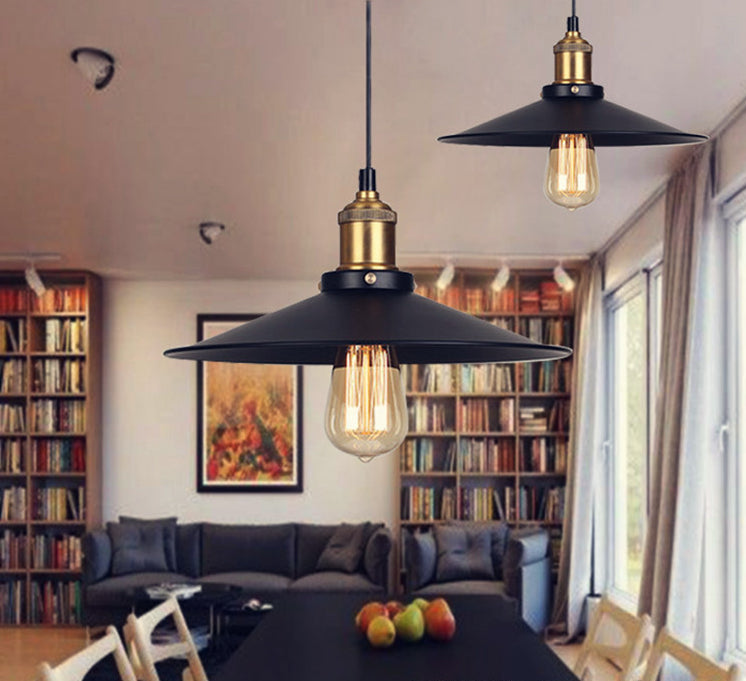 Metal Black Pendant Lighting Fixture Saucer Industrial Style Hanging Pendant Light Clearhalo 'Ceiling Lights' 'Pendant Lights' 'Pendants' Lighting' 2604104