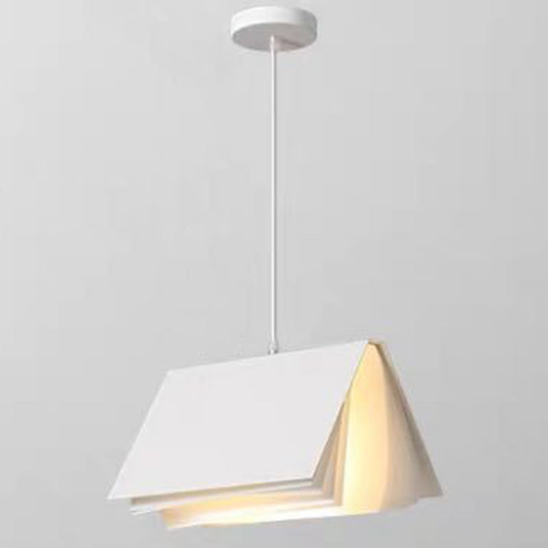 Rectangle Pendant Light Fixture Modern Style Metal Dinning Room Suspension Pendant White 8" Clearhalo 'Ceiling Lights' 'Pendant Lights' 'Pendants' Lighting' 2604124