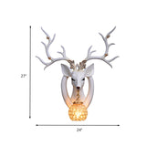 Dome Wall Light Fixture Traditional Metal and Crystal 1 Light Brown/White Sconce Light with Deer Decoration Clearhalo 'Wall Lamps & Sconces' 'Wall Lights' Lighting' 260413