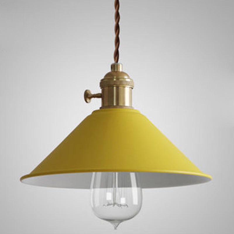 Tapered Dinning Room Pendant Lighting Fixture Metal Modern Style Hanging Pendant Lamp Yellow Clearhalo 'Ceiling Lights' 'Pendant Lights' 'Pendants' Lighting' 2604175