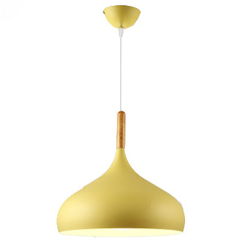 Dome Down Lighting Pendant Contemporary Style Metal Restaurant Hanging Pendant Light Yellow Clearhalo 'Ceiling Lights' 'Pendant Lights' 'Pendants' Lighting' 2604216