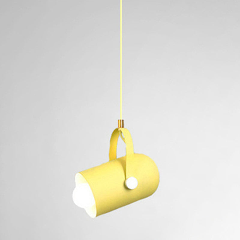 Handle Clothes Shop Hanging Light Fixture Metal Simplicity Style Pendant Light Kit Yellow Clearhalo 'Ceiling Lights' 'Pendant Lights' 'Pendants' Lighting' 2604232_4b61db69-4946-4e3e-90e9-532d29b06ff5