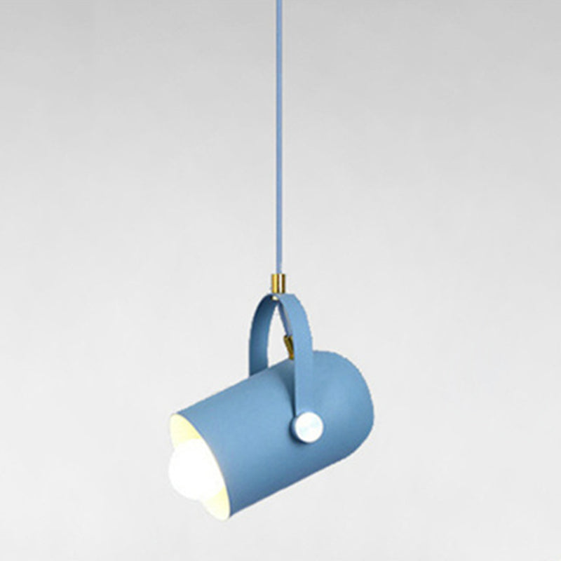 Handle Clothes Shop Hanging Light Fixture Metal Simplicity Style Pendant Light Kit Blue Clearhalo 'Ceiling Lights' 'Pendant Lights' 'Pendants' Lighting' 2604237_feb5d8c0-1a98-4289-a1c5-fa8ecda3d578