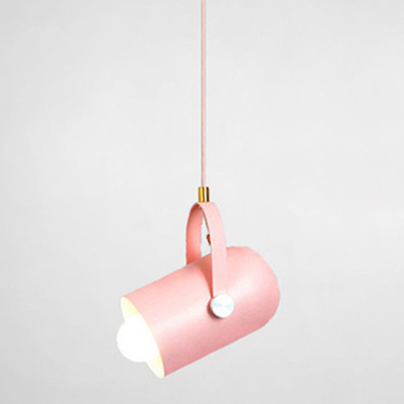 Handle Clothes Shop Hanging Light Fixture Metal Simplicity Style Pendant Light Kit Pink Clearhalo 'Ceiling Lights' 'Pendant Lights' 'Pendants' Lighting' 2604239_7036f33f-6135-4d7b-9f76-9a362c2ab3f7