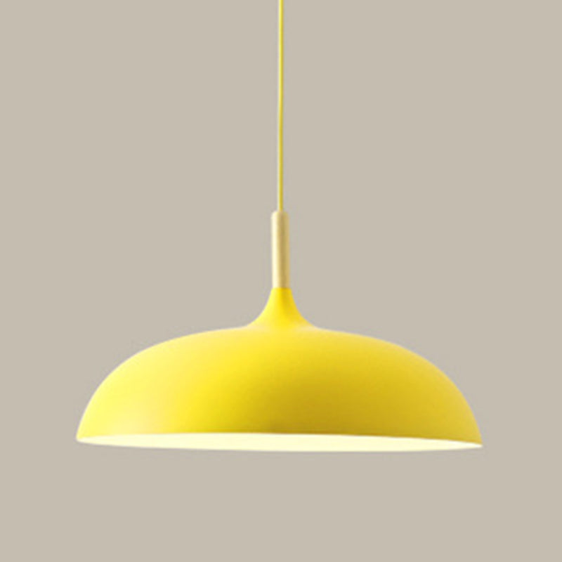 Circle Pendant Lighting Fixture Minimalist Metal Down Lighting Pendant for Bedroom Yellow Clearhalo 'Ceiling Lights' 'Pendant Lights' 'Pendants' Lighting' 2604248_3d35a232-f221-4059-bb81-c8388d7c50ab