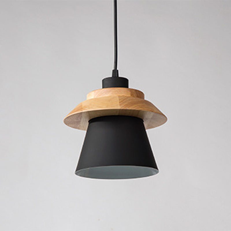 Metal Wooden Top Pendant Light Fixture Minimalist Down Lighting Pendant for Dinning Room Clearhalo 'Ceiling Lights' 'Pendant Lights' 'Pendants' Lighting' 2604280