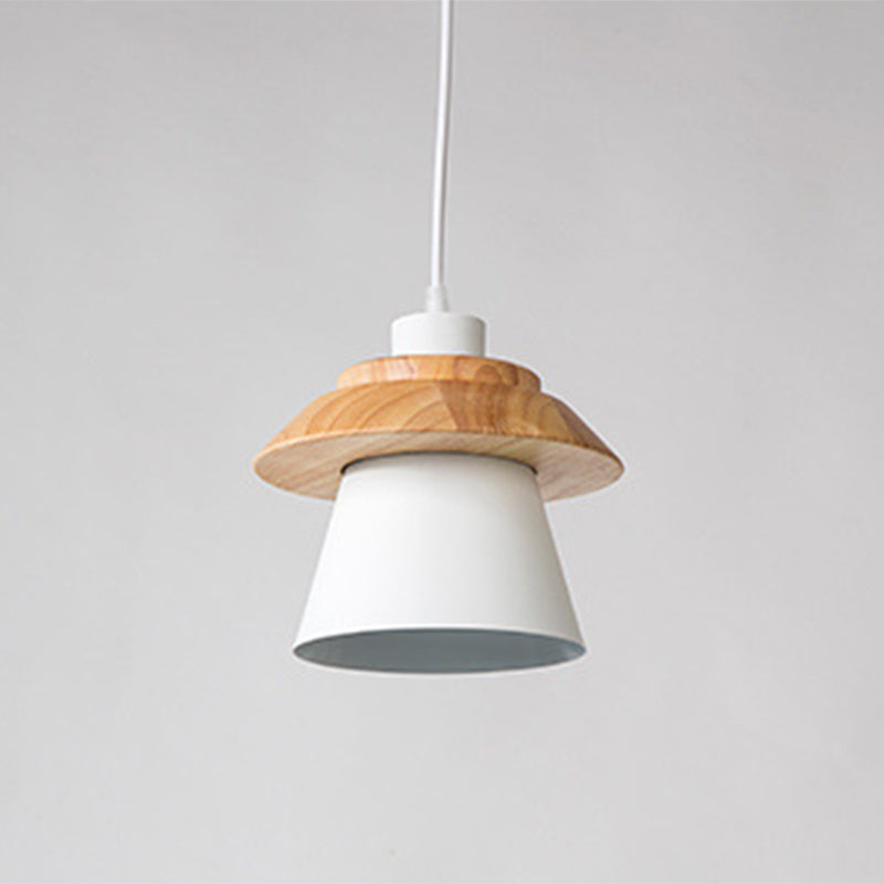 Metal Wooden Top Pendant Light Fixture Minimalist Down Lighting Pendant for Dinning Room Clearhalo 'Ceiling Lights' 'Pendant Lights' 'Pendants' Lighting' 2604282