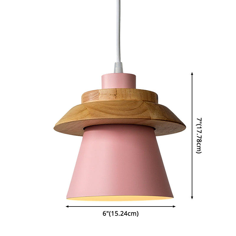 Metal Wooden Top Pendant Light Fixture Minimalist Down Lighting Pendant for Dinning Room Clearhalo 'Ceiling Lights' 'Pendant Lights' 'Pendants' Lighting' 2604283