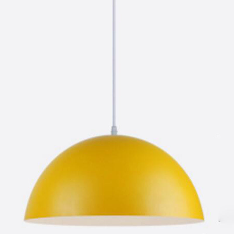 Contemporary Dome Pendant Lighting Fixture Metal Dinning Room Hanging Pendant Light Yellow Clearhalo 'Ceiling Lights' 'Pendant Lights' 'Pendants' Lighting' 2604291_16e0382e-4136-48b5-95e6-7f7fc312bb35