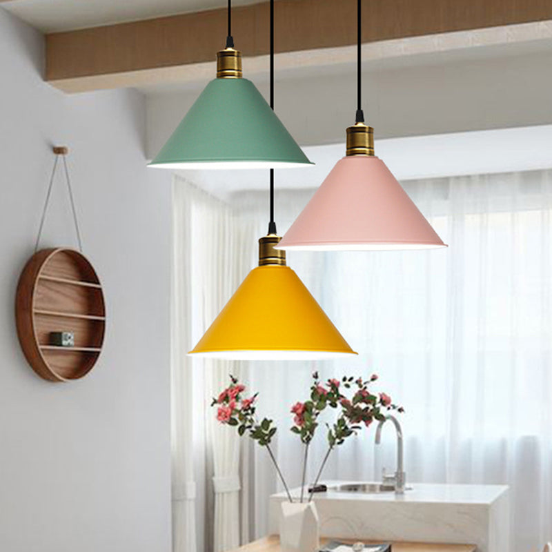 Nordic Style Conical Hanging Pendant Lamp Metal Restaurant Down Lighting Pendant Clearhalo 'Ceiling Lights' 'Pendant Lights' 'Pendants' Lighting' 2604309