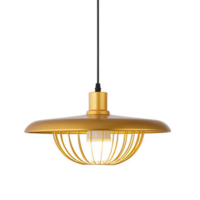 Modern Style Pendant Light Fixture Wire Cage Down Lighting Pendant with Metal Shade Gold Clearhalo 'Ceiling Lights' 'Pendant Lights' 'Pendants' Lighting' 2604324_a338a7b3-8f69-475a-b586-47923b197830