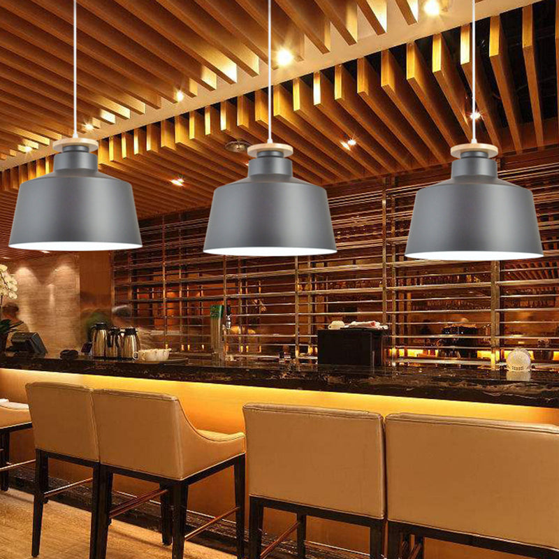 Wooden Top Hanging Light Fixture Minimalist Metal Pendant Ceiling Light for Restaurant Clearhalo 'Ceiling Lights' 'Pendant Lights' 'Pendants' Lighting' 2604351