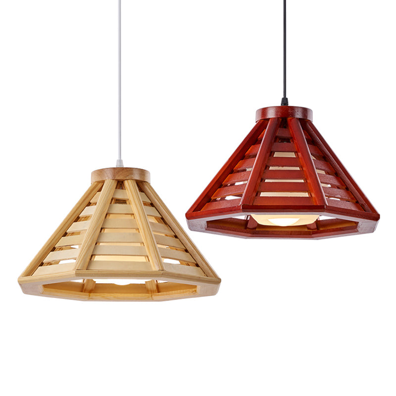 Modern Style Pendant Lighting Fixture Conical Hanging Pendant Light with Wood Shade Clearhalo 'Ceiling Lights' 'Pendant Lights' 'Pendants' Lighting' 2604362