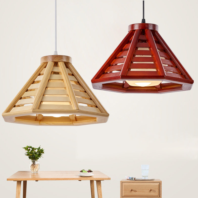 Modern Style Pendant Lighting Fixture Conical Hanging Pendant Light with Wood Shade Clearhalo 'Ceiling Lights' 'Pendant Lights' 'Pendants' Lighting' 2604366