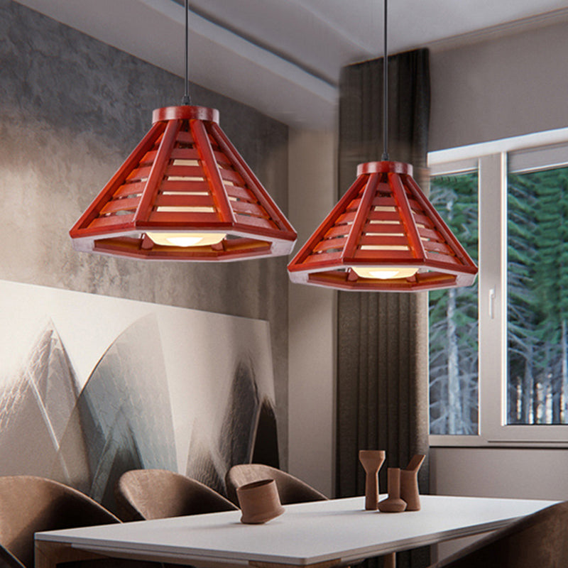 Modern Style Pendant Lighting Fixture Conical Hanging Pendant Light with Wood Shade Clearhalo 'Ceiling Lights' 'Pendant Lights' 'Pendants' Lighting' 2604368