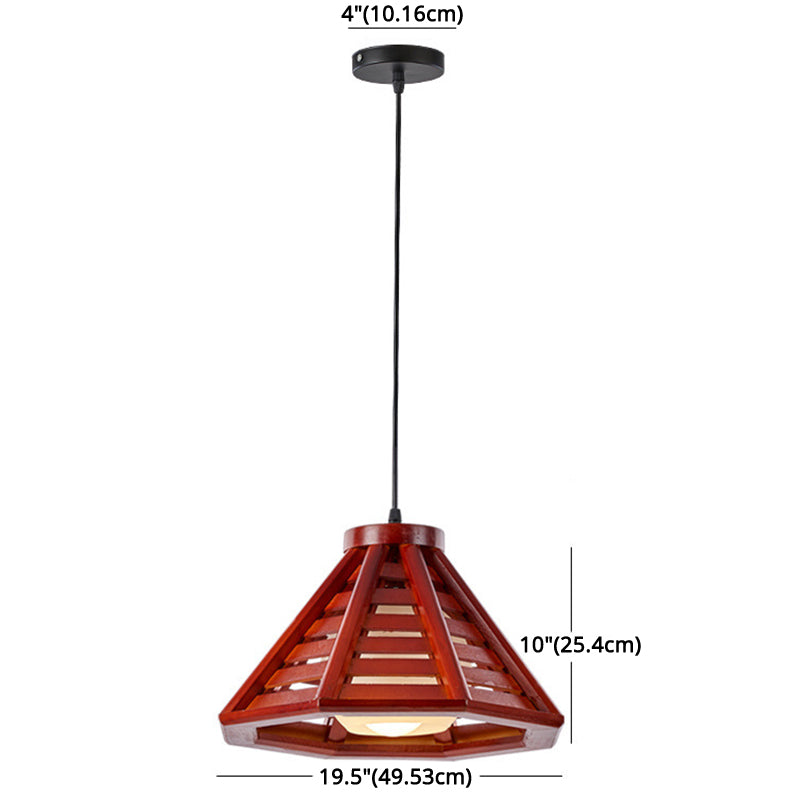 Modern Style Pendant Lighting Fixture Conical Hanging Pendant Light with Wood Shade Clearhalo 'Ceiling Lights' 'Pendant Lights' 'Pendants' Lighting' 2604369