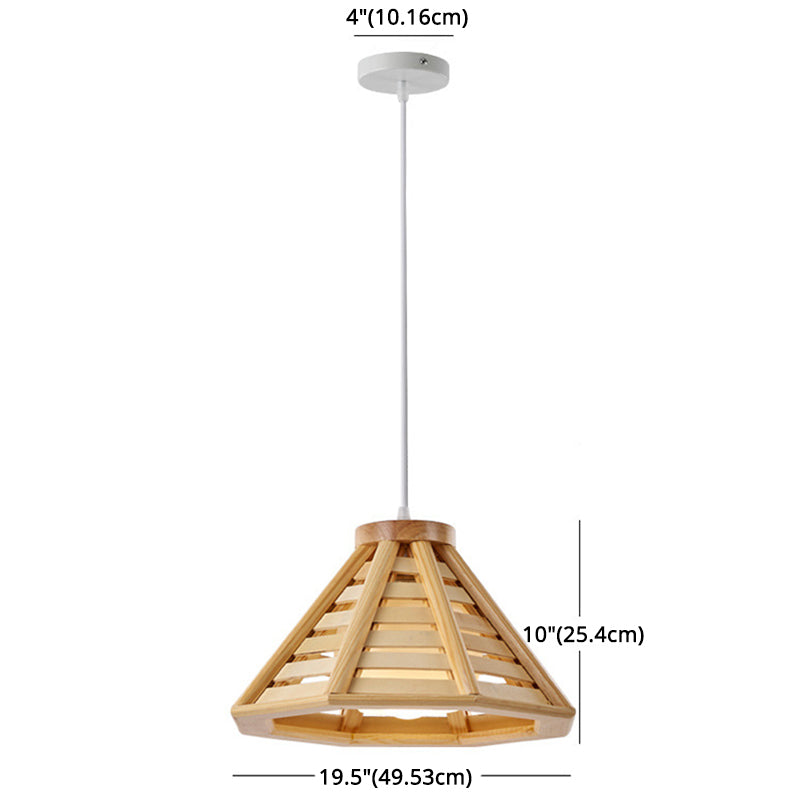 Modern Style Pendant Lighting Fixture Conical Hanging Pendant Light with Wood Shade Clearhalo 'Ceiling Lights' 'Pendant Lights' 'Pendants' Lighting' 2604370