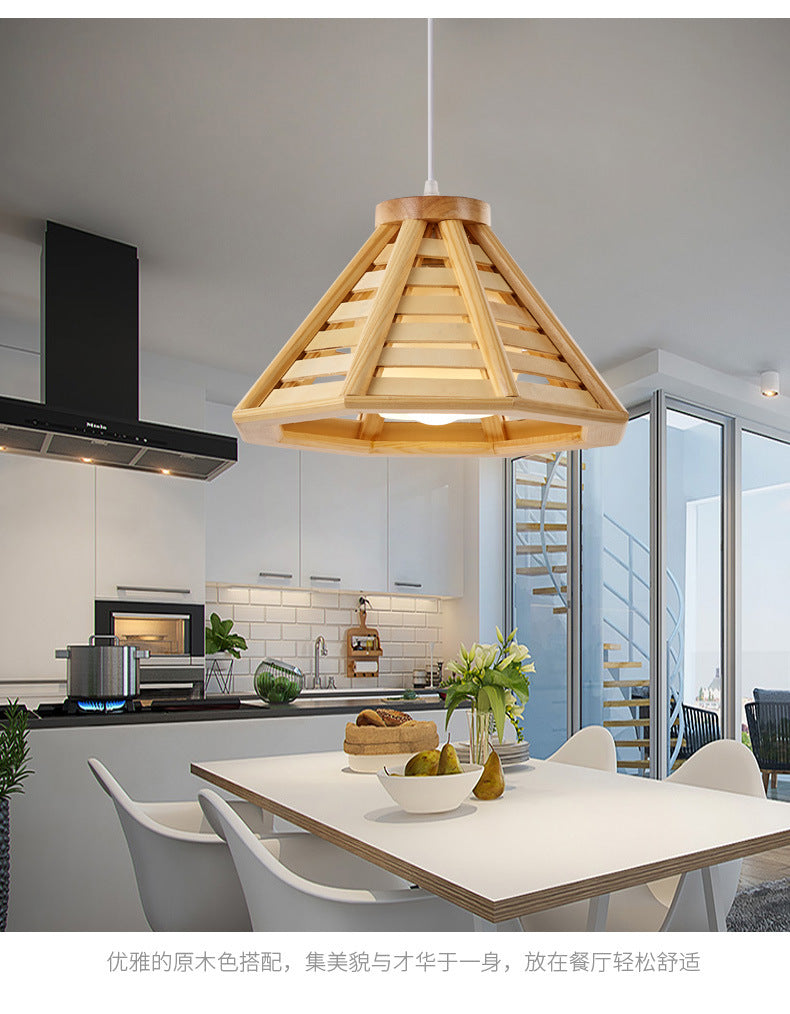 Modern Style Pendant Lighting Fixture Conical Hanging Pendant Light with Wood Shade Clearhalo 'Ceiling Lights' 'Pendant Lights' 'Pendants' Lighting' 2604371