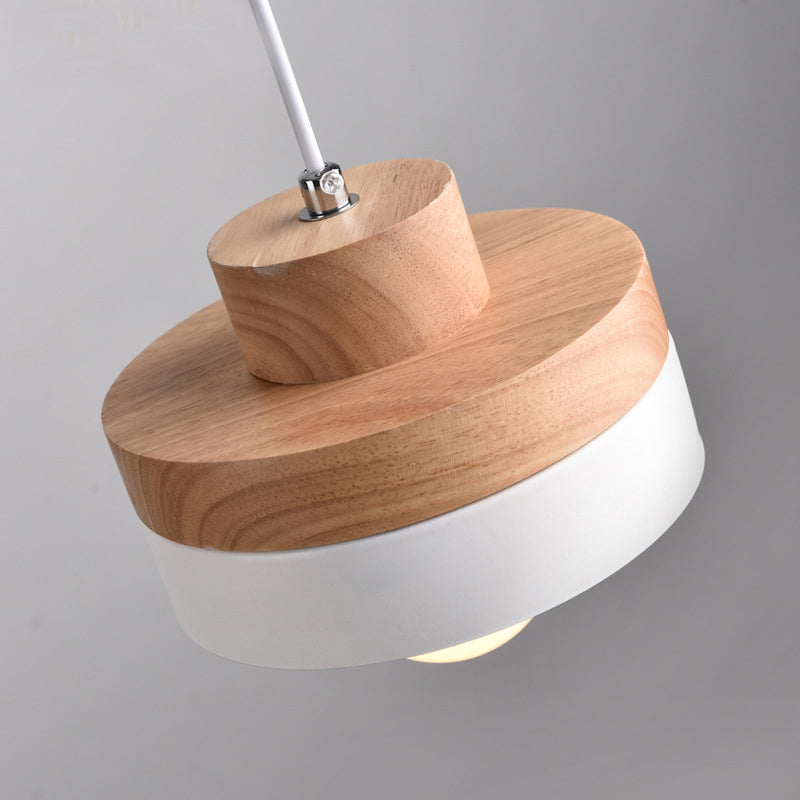 Wood Shade Hanging Light Fixture Contemporary Pendant Ceiling Light for Dinning Room Clearhalo 'Ceiling Lights' 'Pendant Lights' 'Pendants' Lighting' 2604380