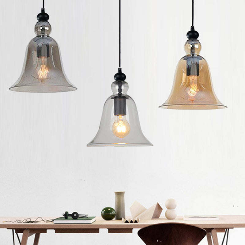 Glass Hanging Light Fixture Bell Industrial Style Pendant Light Fixture for Restaurant Clearhalo 'Ceiling Lights' 'Pendant Lights' 'Pendants' Lighting' 2604385