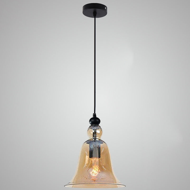 Glass Hanging Light Fixture Bell Industrial Style Pendant Light Fixture for Restaurant Amber Clearhalo 'Ceiling Lights' 'Pendant Lights' 'Pendants' Lighting' 2604386