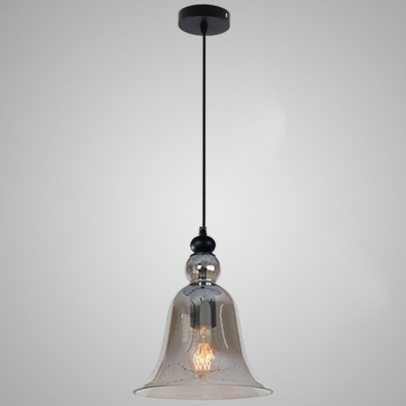 Glass Hanging Light Fixture Bell Industrial Style Pendant Light Fixture for Restaurant Smoke Gray Clearhalo 'Ceiling Lights' 'Pendant Lights' 'Pendants' Lighting' 2604387