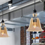 Glass Hanging Light Fixture Bell Industrial Style Pendant Light Fixture for Restaurant Clearhalo 'Ceiling Lights' 'Pendant Lights' 'Pendants' Lighting' 2604391