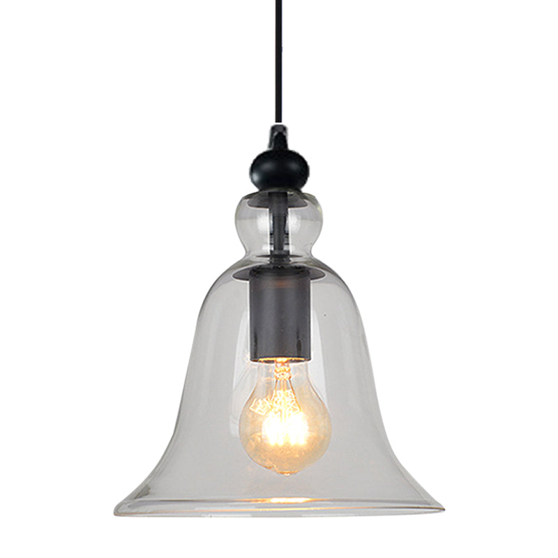 Glass Hanging Light Fixture Bell Industrial Style Pendant Light Fixture for Restaurant Clearhalo 'Ceiling Lights' 'Pendant Lights' 'Pendants' Lighting' 2604392