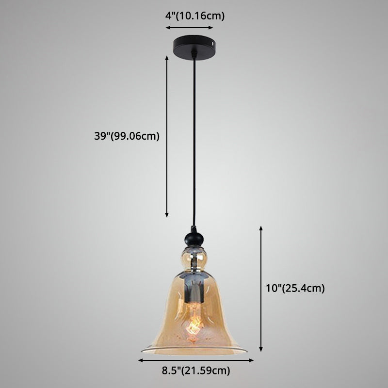 Glass Hanging Light Fixture Bell Industrial Style Pendant Light Fixture for Restaurant Clearhalo 'Ceiling Lights' 'Pendant Lights' 'Pendants' Lighting' 2604393