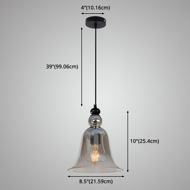 Glass Hanging Light Fixture Bell Industrial Style Pendant Light Fixture for Restaurant Clearhalo 'Ceiling Lights' 'Pendant Lights' 'Pendants' Lighting' 2604394