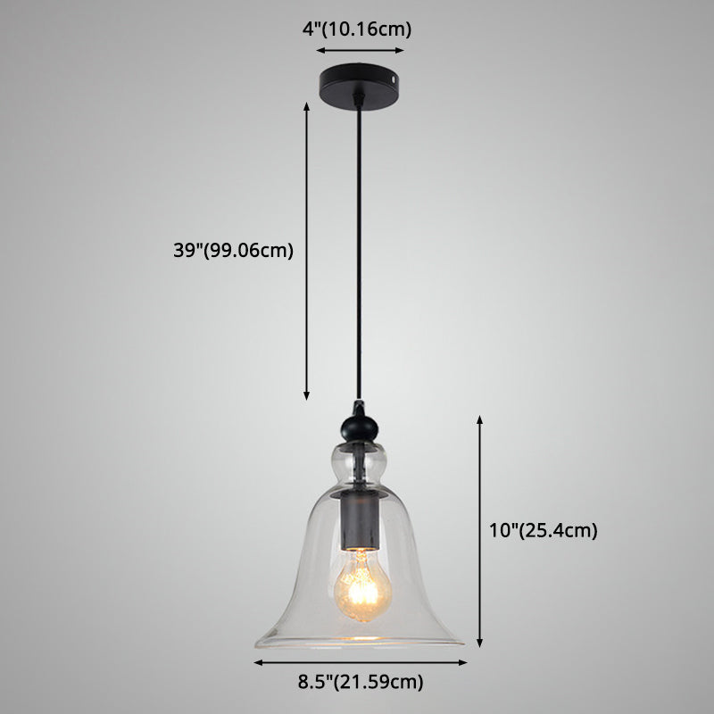 Glass Hanging Light Fixture Bell Industrial Style Pendant Light Fixture for Restaurant Clearhalo 'Ceiling Lights' 'Pendant Lights' 'Pendants' Lighting' 2604395