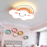 Pink Rainbow and Cloud Flushmount Light Contemporary LED Acrylic Flushmount Ceiling Lamp Pink Clearhalo 'Ceiling Lights' 'Close To Ceiling Lights' 'Lighting' 2604410