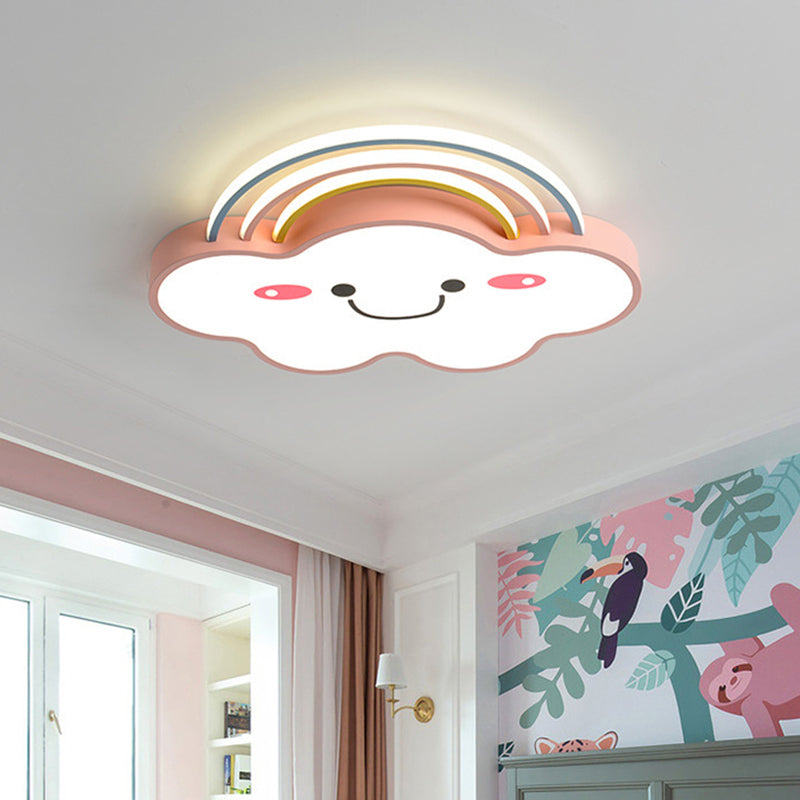 Pink Rainbow and Cloud Flushmount Light Contemporary LED Acrylic Flushmount Ceiling Lamp Clearhalo 'Ceiling Lights' 'Close To Ceiling Lights' 'Lighting' 2604412