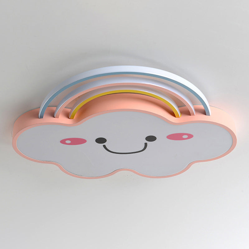 Pink Rainbow and Cloud Flushmount Light Contemporary LED Acrylic Flushmount Ceiling Lamp Clearhalo 'Ceiling Lights' 'Close To Ceiling Lights' 'Lighting' 2604414