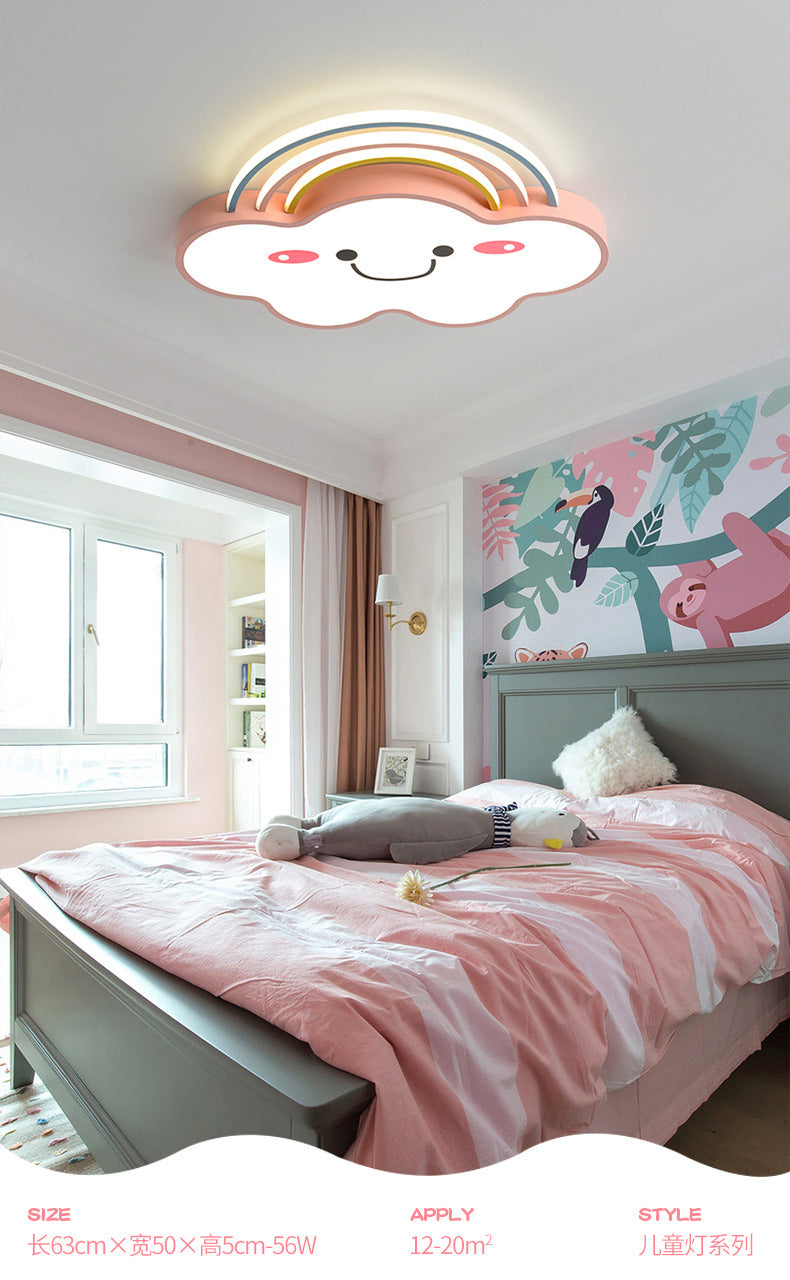 Pink Rainbow and Cloud Flushmount Light Contemporary LED Acrylic Flushmount Ceiling Lamp Clearhalo 'Ceiling Lights' 'Close To Ceiling Lights' 'Lighting' 2604417