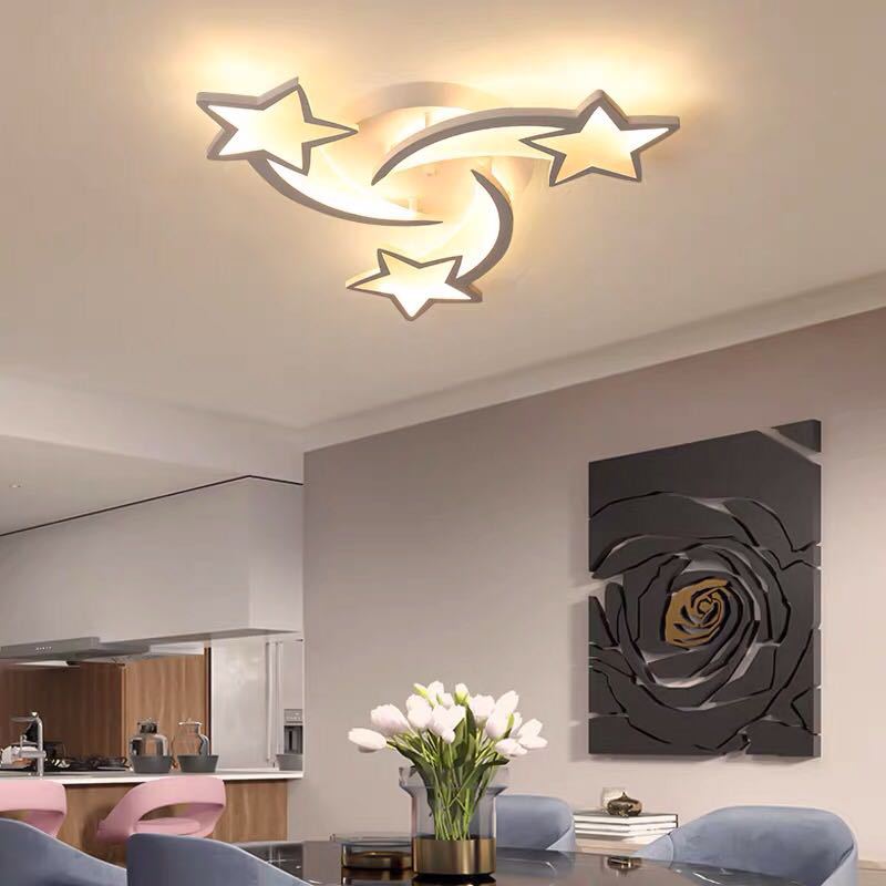 Stars Ceiling Flush Mount Light Contemporary Acrylic LED Bedroom Ceiling Mount Light Fixture in White 3 White Clearhalo 'Ceiling Lights' 'Close To Ceiling Lights' 'Lighting' 2604418