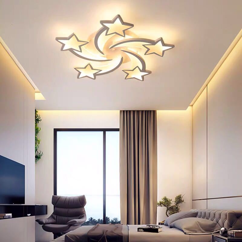 Stars Ceiling Flush Mount Light Contemporary Acrylic LED Bedroom Ceiling Mount Light Fixture in White 5 White Clearhalo 'Ceiling Lights' 'Close To Ceiling Lights' 'Lighting' 2604419