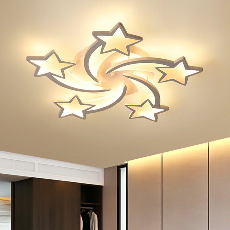 Stars Ceiling Flush Mount Light Contemporary Acrylic LED Bedroom Ceiling Mount Light Fixture in White Clearhalo 'Ceiling Lights' 'Close To Ceiling Lights' 'Lighting' 2604420