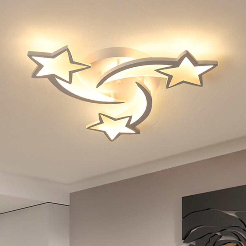 Stars Ceiling Flush Mount Light Contemporary Acrylic LED Bedroom Ceiling Mount Light Fixture in White Clearhalo 'Ceiling Lights' 'Close To Ceiling Lights' 'Lighting' 2604421