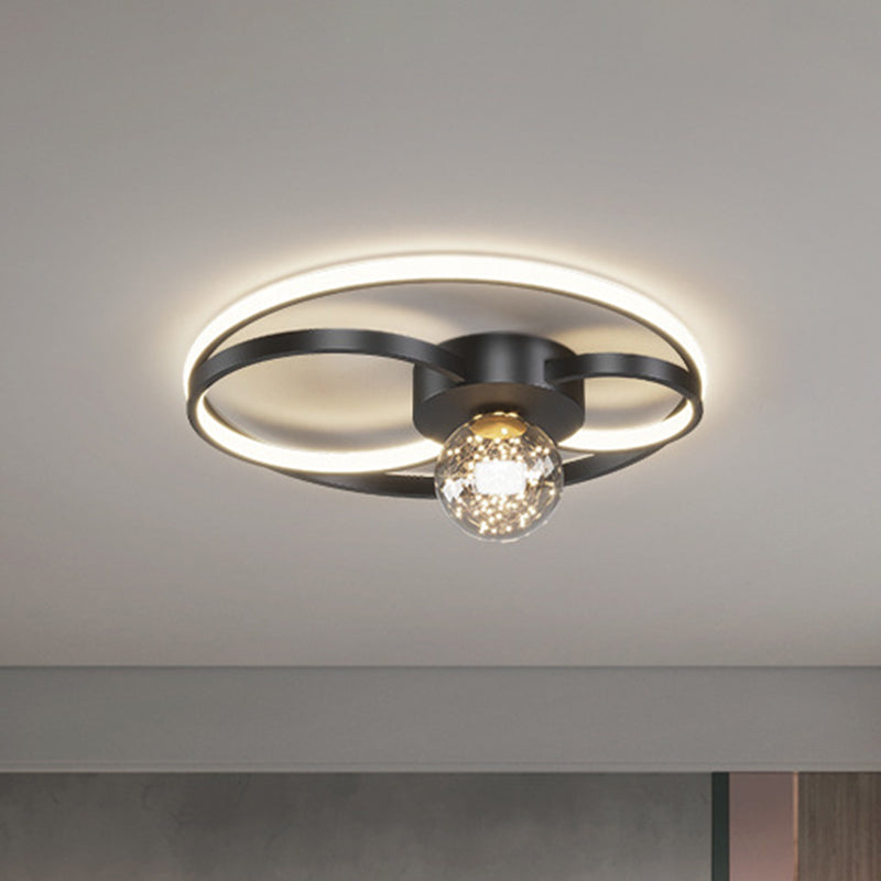 Modern LED Flush Mount Ceiling Light Fixture Black Round Close To Ceiling Lighting with Metal Shade Clearhalo 'Ceiling Lights' 'Close To Ceiling Lights' 'Lighting' 2604426