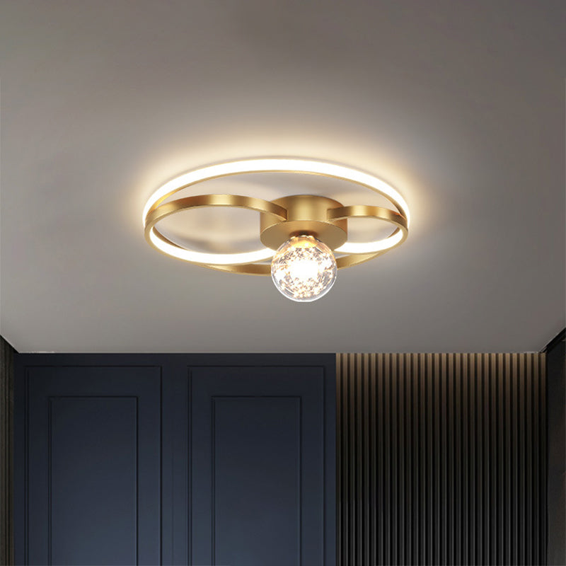 Modern LED Flush Mount Ceiling Light Fixture Black Round Close To Ceiling Lighting with Metal Shade Gold Clearhalo 'Ceiling Lights' 'Close To Ceiling Lights' 'Lighting' 2604428